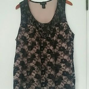 Gorgeous Lace Overlay Sequin Sleeveless Blouse EUC